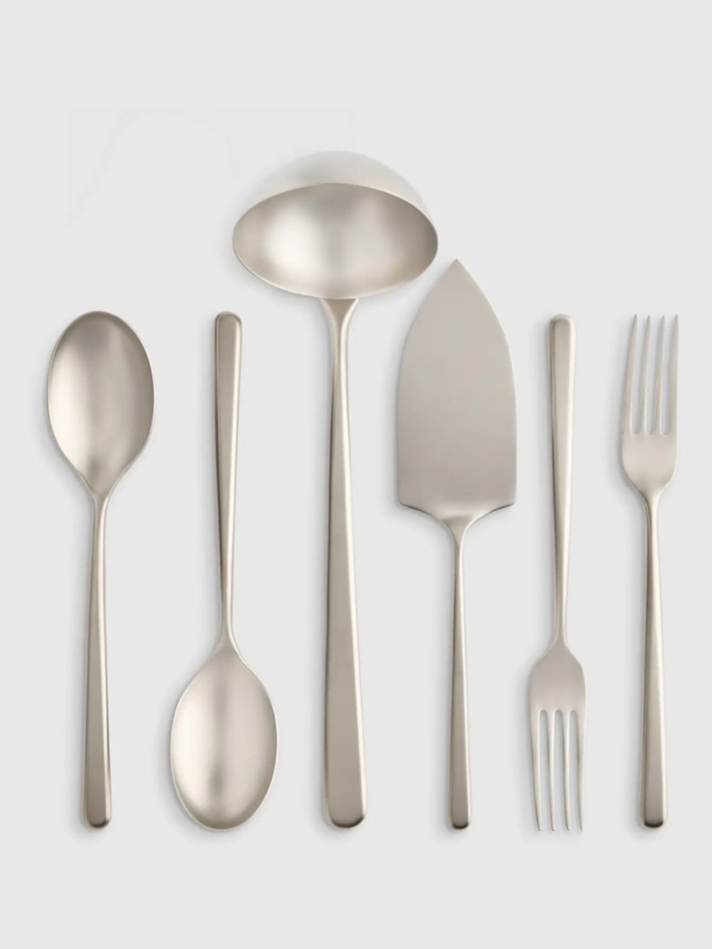 QUINCE NIB Gia Minimalist 6 Piece Serving Utensil Set Brushed Stainless Steel